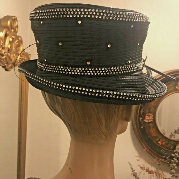Mr Song Millinery Blk Rhinestone Feathers - Picture 5 of 8